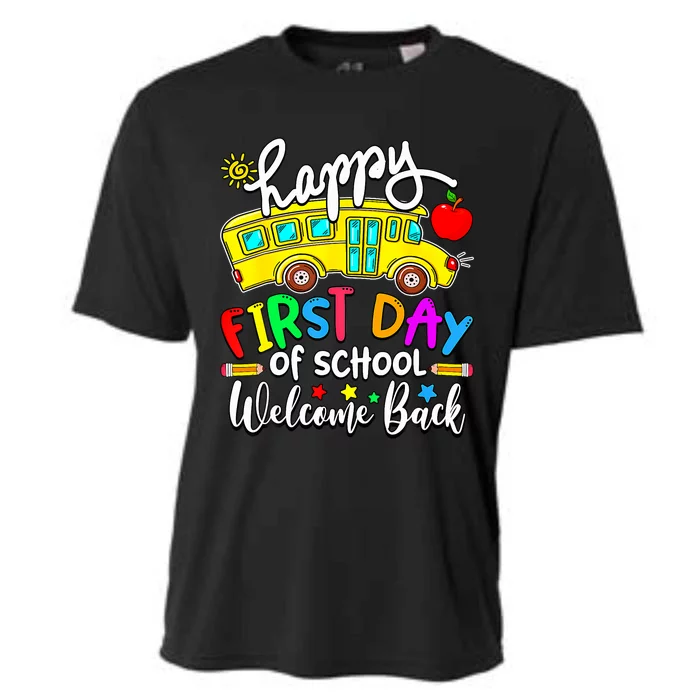 Welcome Back To School Happy First Day Teacher Bus Driver Cooling Performance Crew T-Shirt