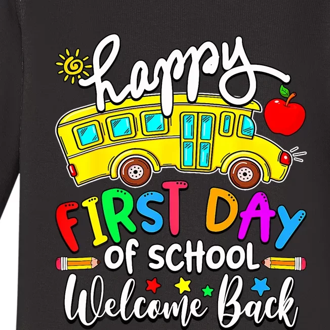 Welcome Back To School Happy First Day Teacher Bus Driver Baby Long Sleeve Bodysuit