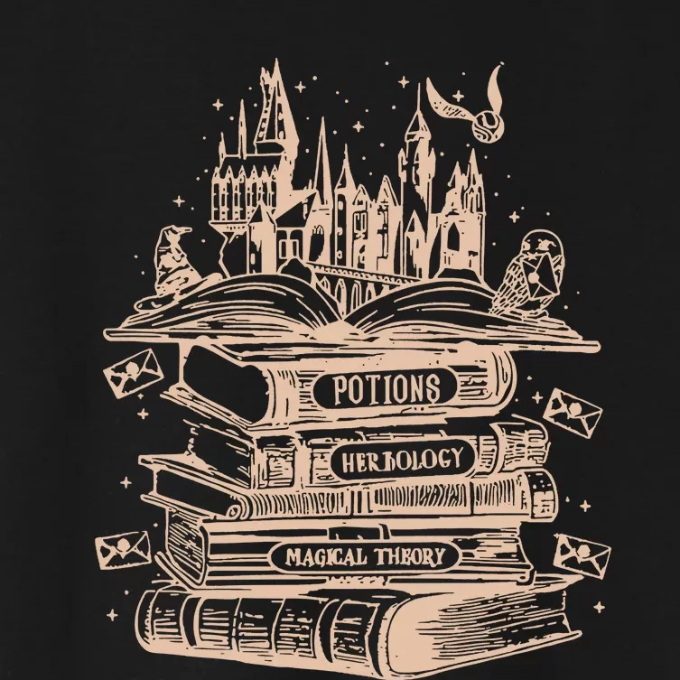 Wizard Bookshop Twosided Wizard Castle Book Women's Crop Top Tee