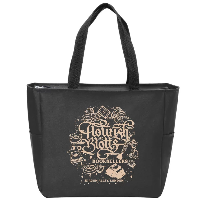 Wizard Bookshop Twosided Wizard Castle Book Zip Tote Bag