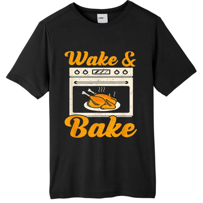 Wake Bake Turkey Feast Meal Dinner Chef Funny Thanksgiving ChromaSoft Performance T-Shirt