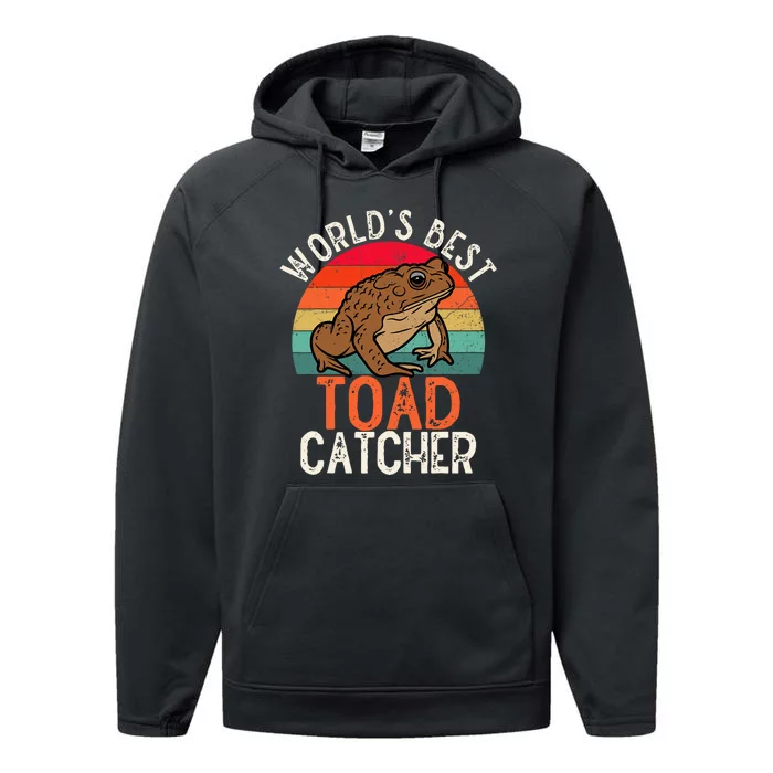 Worlds Best Toad Catcher Funny Amphibian Toad Performance Fleece Hoodie