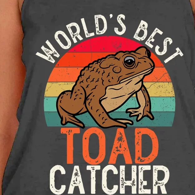 Worlds Best Toad Catcher Funny Amphibian Toad Women's Knotted Racerback Tank