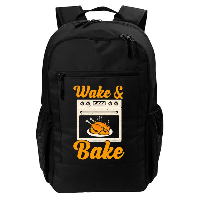 Wake Bake Turkey Feast Meal Dinner Chef Funny Thanksgiving Daily Commute Backpack