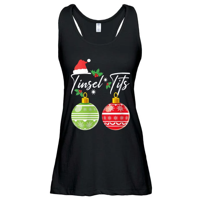 WoJingle Balls Tinsel Tits Funny Christmas Matching Couple Ladies Essential Flowy Tank