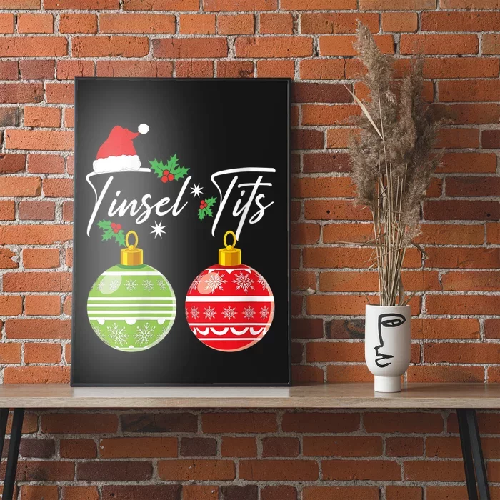 WoJingle Balls Tinsel Tits Funny Christmas Matching Couple Poster