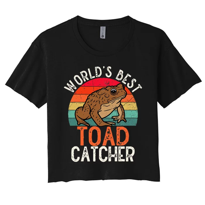 Worlds Best Toad Catcher Funny Amphibian Toad Women's Crop Top Tee