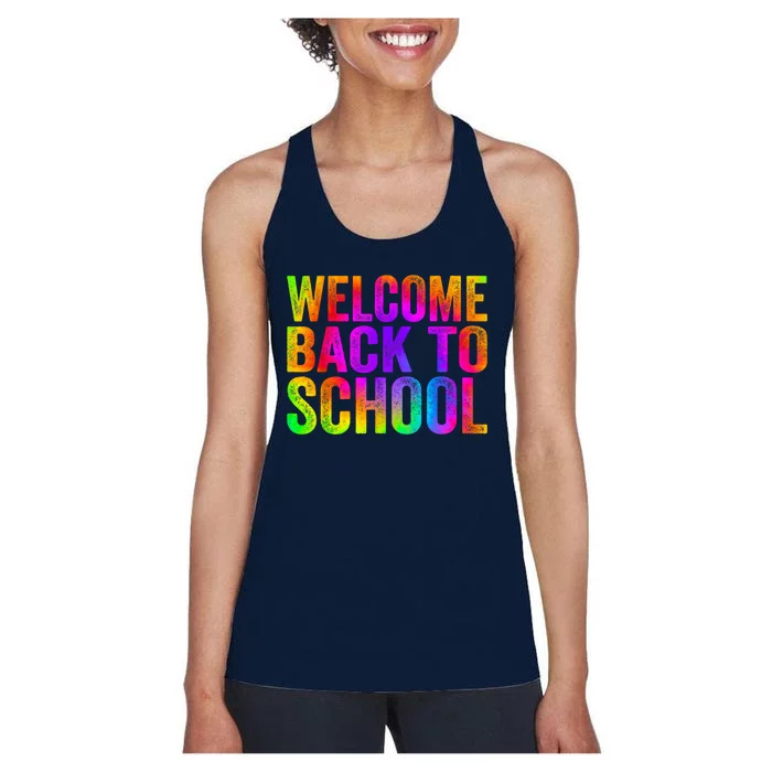 Welcome Back To School First Day Of School Teachers Kids Women's Racerback Tank