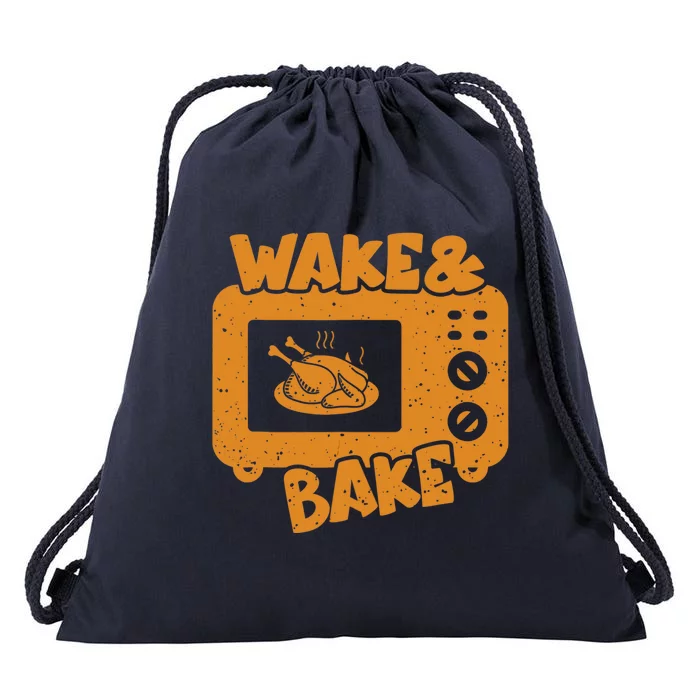 Wake Bake Turkey Feast Meal Dinner Chef Funny Thanksgiving Drawstring Bag