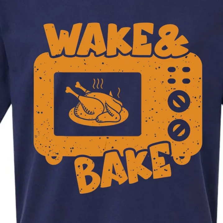 Wake Bake Turkey Feast Meal Dinner Chef Funny Thanksgiving Sueded Cloud Jersey T-Shirt