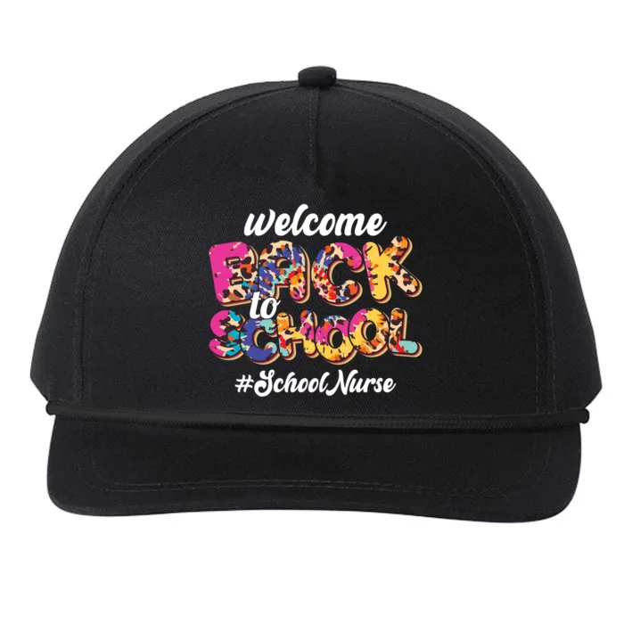 Welcome Back To School Nurse 1st Day Of School Nurse Leopard Funny Gift Snapback Five-Panel Rope Hat