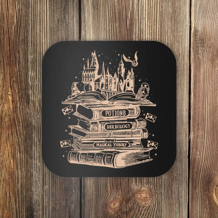 Wizard Bookshop Twosided Castle Book Coaster