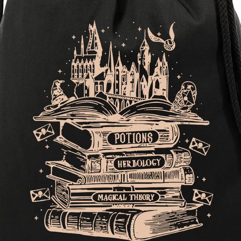 Wizard Bookshop Twosided Castle Book Drawstring Bag