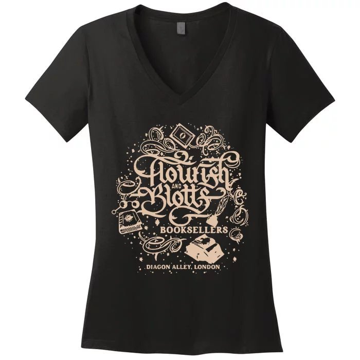 Wizard Bookshop Twosided Wizard Castle Book Women's V-Neck T-Shirt