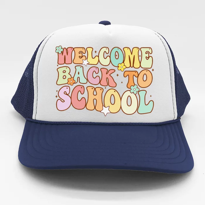 Welcome Back To School Retro First Day Of School Teacher Trucker Hat