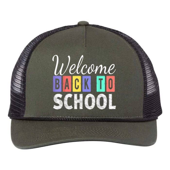 Welcome Back To School First Day Of School Teachers Kids Retro Rope Trucker Hat Cap