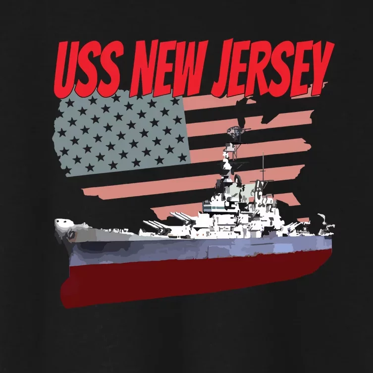 Ww2 Battleship Uss New Jersey World War 2 Ship Model Women's Crop Top Tee