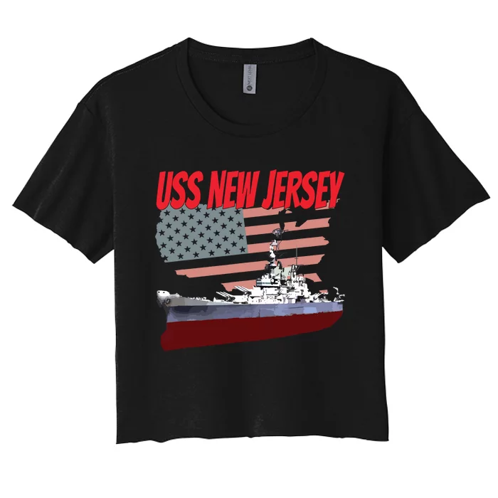 Ww2 Battleship Uss New Jersey World War 2 Ship Model Women's Crop Top Tee