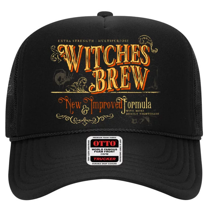 Witches Brew Vintage Halloween Movie High Crown Mesh Trucker Hat