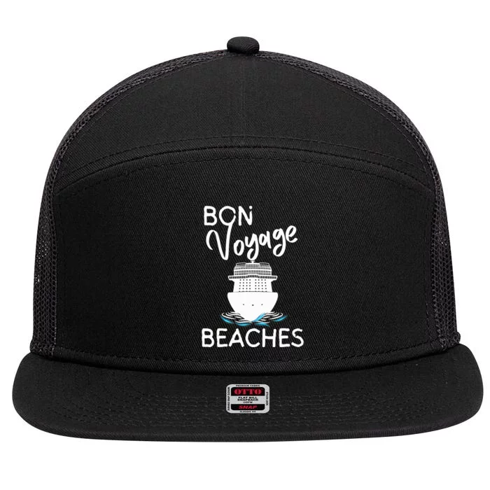 Wo's Bon Voyage Beaches Cruise Ship Graphic For Cruisers 7 Panel Mesh Trucker Snapback Hat