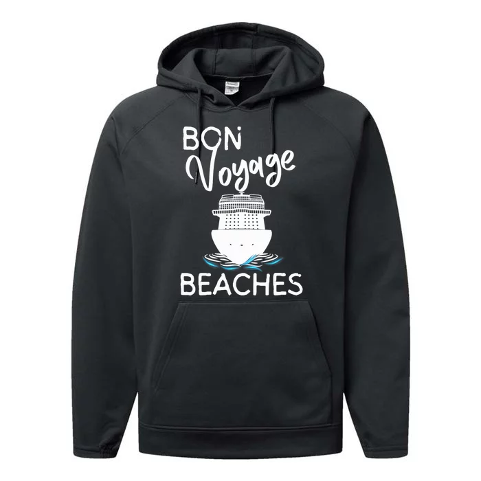 Wo's Bon Voyage Beaches Cruise Ship Graphic For Cruisers Performance Fleece Hoodie