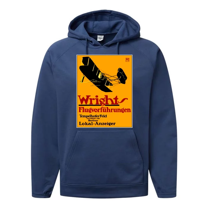 Wright Brothers Vintage 1909 Rare German Advertising Print Performance Fleece Hoodie