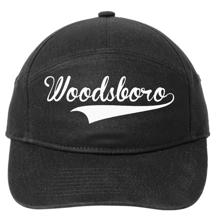 WOODSBORO Baseball Vintage Retro Font 7-Panel Snapback Hat