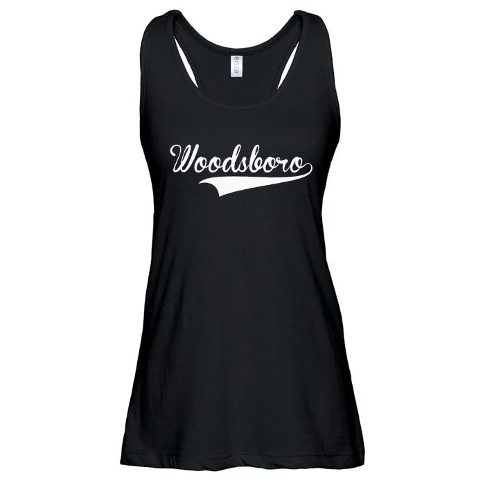 WOODSBORO Baseball Vintage Retro Font Ladies Essential Flowy Tank