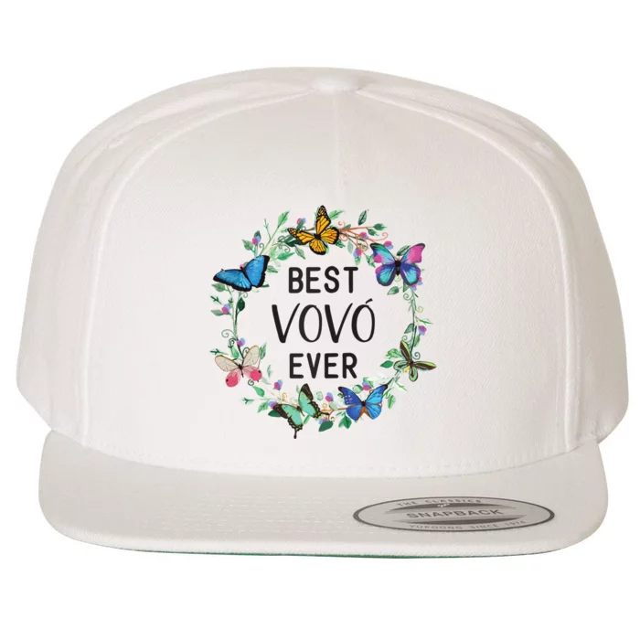 Wo Best Vovo Ever Butterfly Floral Personalized Name Wool Snapback Cap