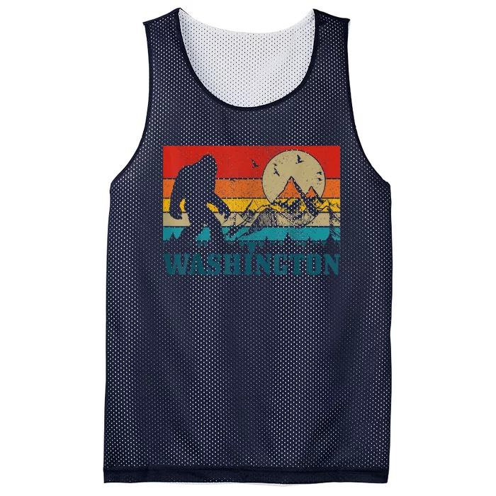 Washington Bigfoot Vintage Mountains Hiking Hunter Mesh Reversible Basketball Jersey Tank