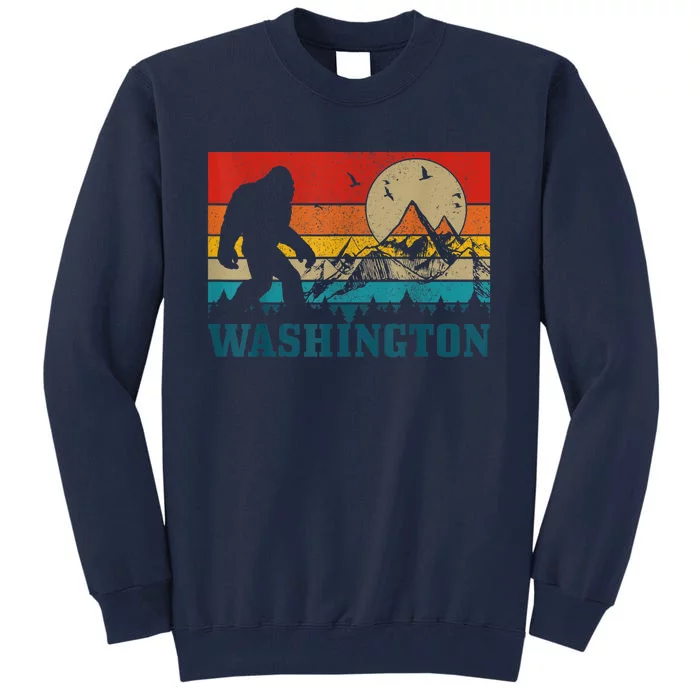 Washington Bigfoot Vintage Mountains Hiking Hunter Tall Sweatshirt