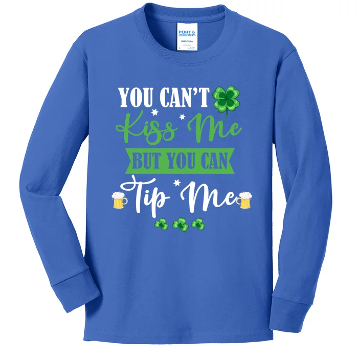 Waitress Bartender Waiter St Patrick's Day Lucky Shamrock Gift Kids Long Sleeve Shirt