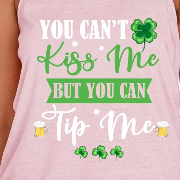 Waitress Bartender Waiter St Patrick's Day Lucky Shamrock Gift Women's Knotted Racerback Tank