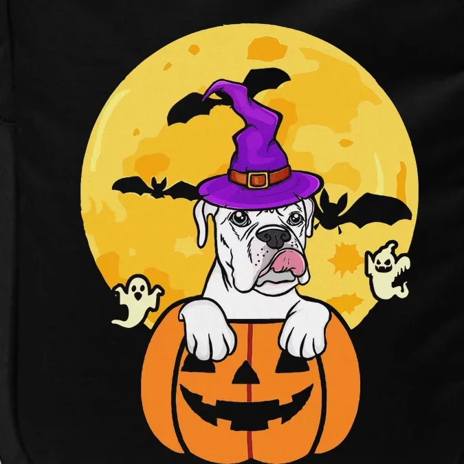 White Boxer Witch Dog Lover Halloween Costume Impact Tech Backpack