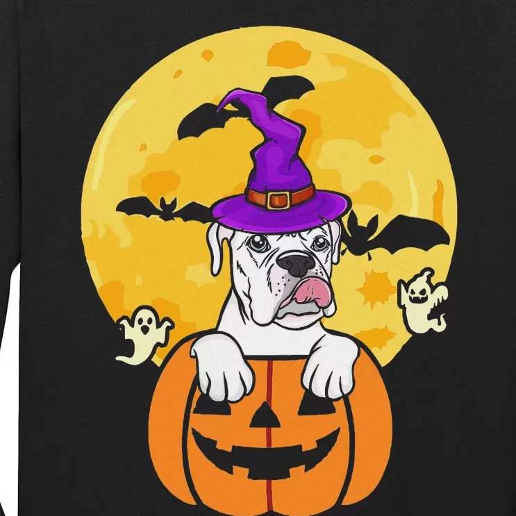 White Boxer Witch Dog Lover Halloween Costume Tall Long Sleeve T-Shirt