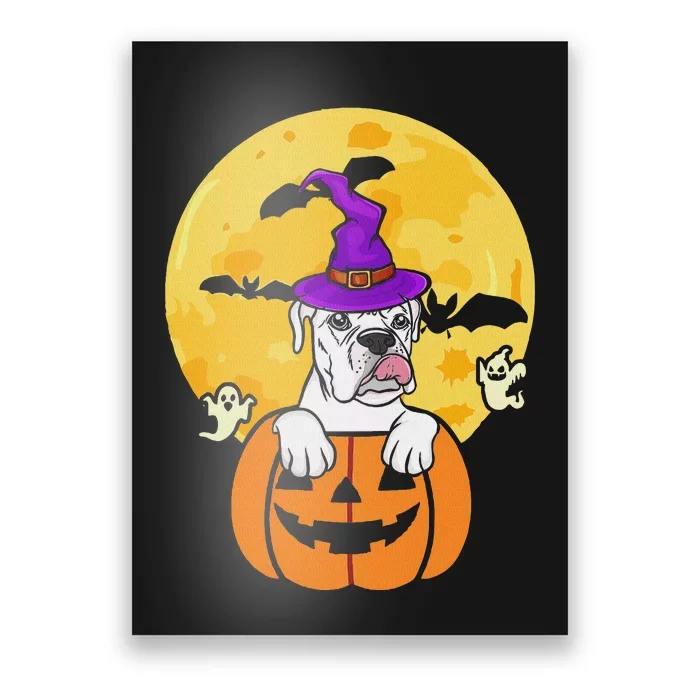 White Boxer Witch Dog Lover Halloween Costume Poster