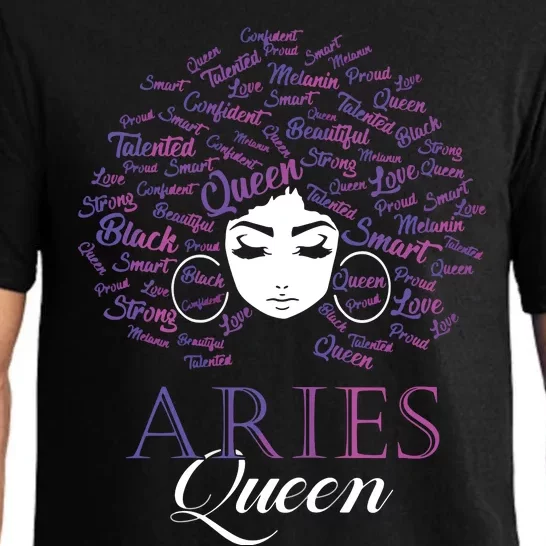 Womens Black Womens Afro Hair Aries Queen Birthday Gift Pajama Set