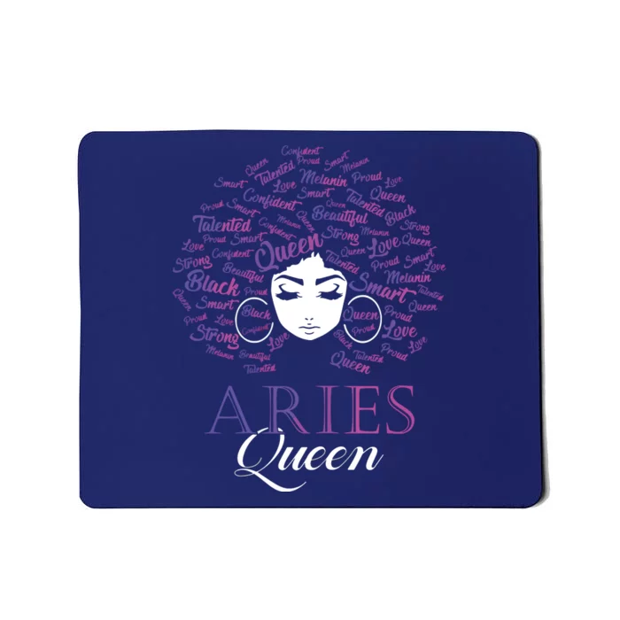 Womens Black Womens Afro Hair Aries Queen Birthday Gift Mousepad