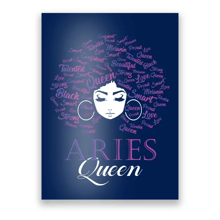 Womens Black Womens Afro Hair Aries Queen Birthday Gift Poster