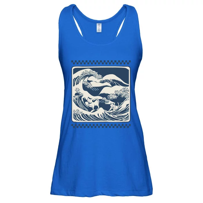 Wave Blue With Cats Less Cat Ladies For Harris Funny Cute Gift Ladies Essential Flowy Tank