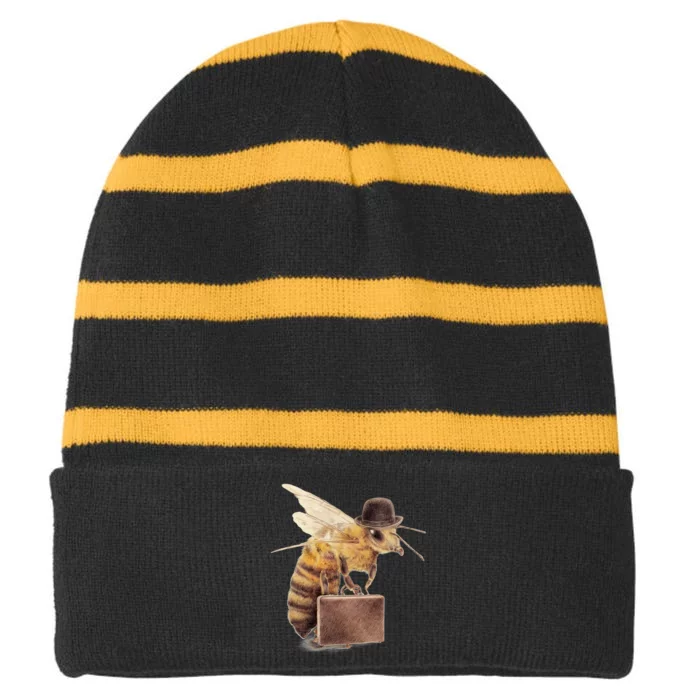 Worker Bee Striped Beanie with Solid Band