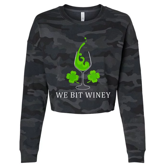 Wee Bit Winey Shamrock Wine St Patricks Day Carnival Vneck Cropped Pullover Crew