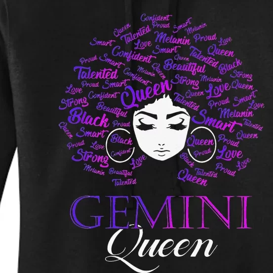 Wo Black Wo Afro Hair Gemini Queen Birthday Gift Women's Pullover Hoodie