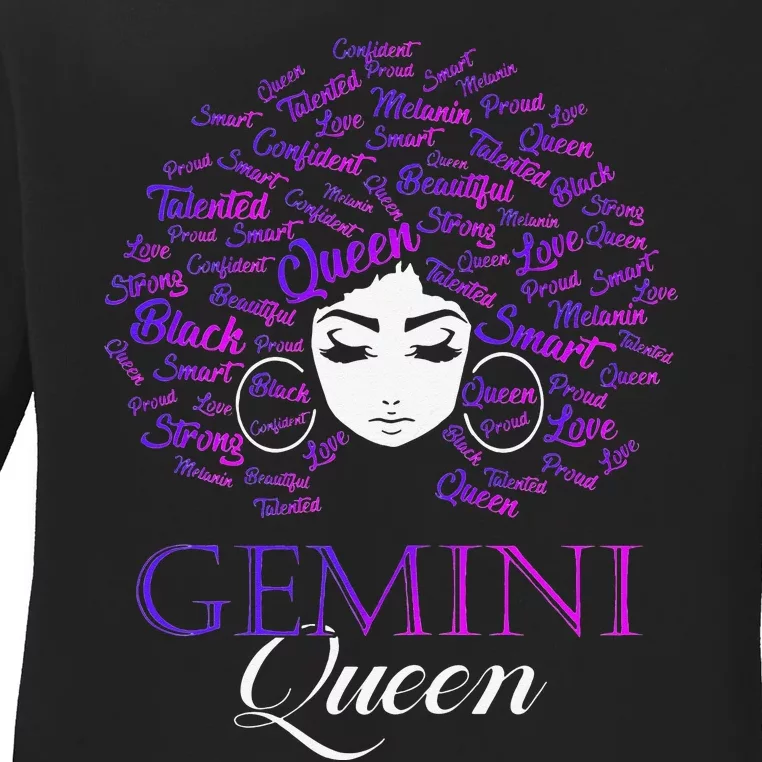 Wo Black Wo Afro Hair Gemini Queen Birthday Gift Ladies Long Sleeve Shirt