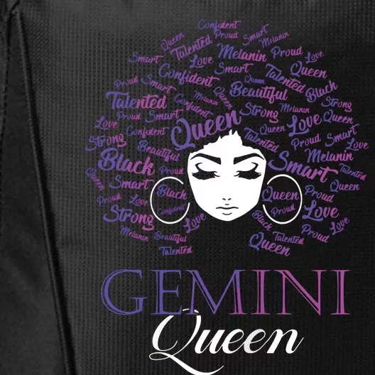 Womens Black Womens Afro Hair Gemini Queen Birthday Gift City Backpack