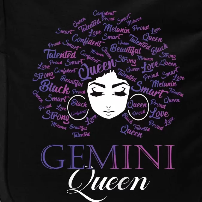 Womens Black Womens Afro Hair Gemini Queen Birthday Gift Impact Tech Backpack