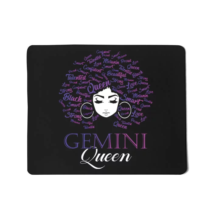 Womens Black Womens Afro Hair Gemini Queen Birthday Gift Mousepad