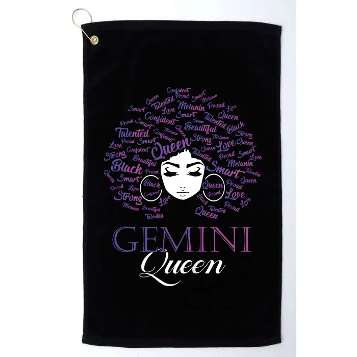 Womens Black Womens Afro Hair Gemini Queen Birthday Gift Platinum Collection Golf Towel