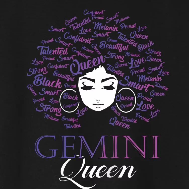 Womens Black Womens Afro Hair Gemini Queen Birthday Gift Women's Crop Top Tee