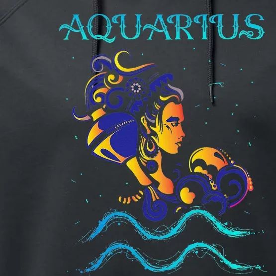 Water Bearer Zodiac Sign Symbol Horoscope Aquarius Performance Fleece Hoodie